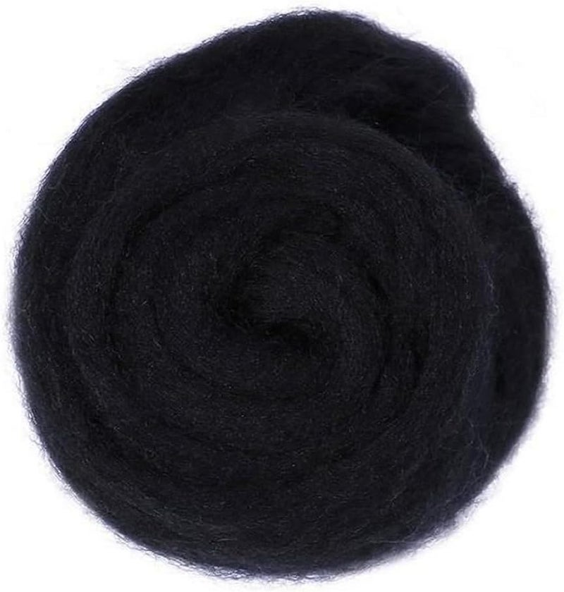 Catopia Wool Roving Yarn, 100G/3.53OZ Soft Felting Wool Pure Chunky Roving Yarn Bulk for Needle Felting Knitting Blanket Spinning Weaving DIY Craft,Black - Image 1